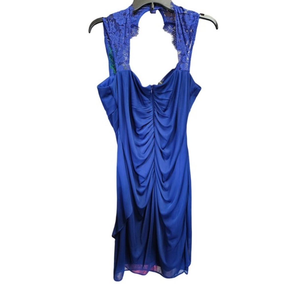 Royal Blue Lace Halter Neck Mini Dress‎ Ruched Party Cocktail